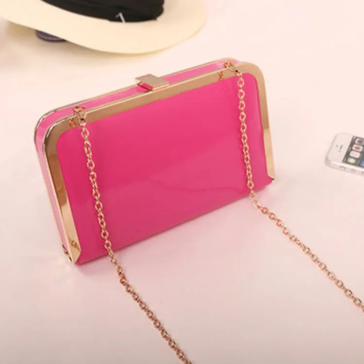 Leather Hard-Surface Clutch Bag Business Pouch Women Party Crossbody Purse