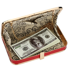 Leather Hard-Surface Clutch Bag Business Pouch Women Party Crossbody Purse