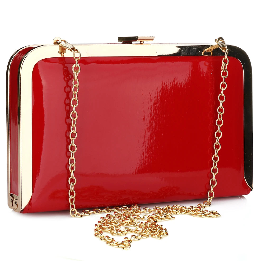 Leather Hard-Surface Clutch Bag Business Pouch Women Party Crossbody Purse