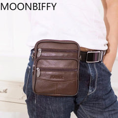 Leather Shoulder Waist Bags Men Women Belt Fanny Packs Phone Pouch