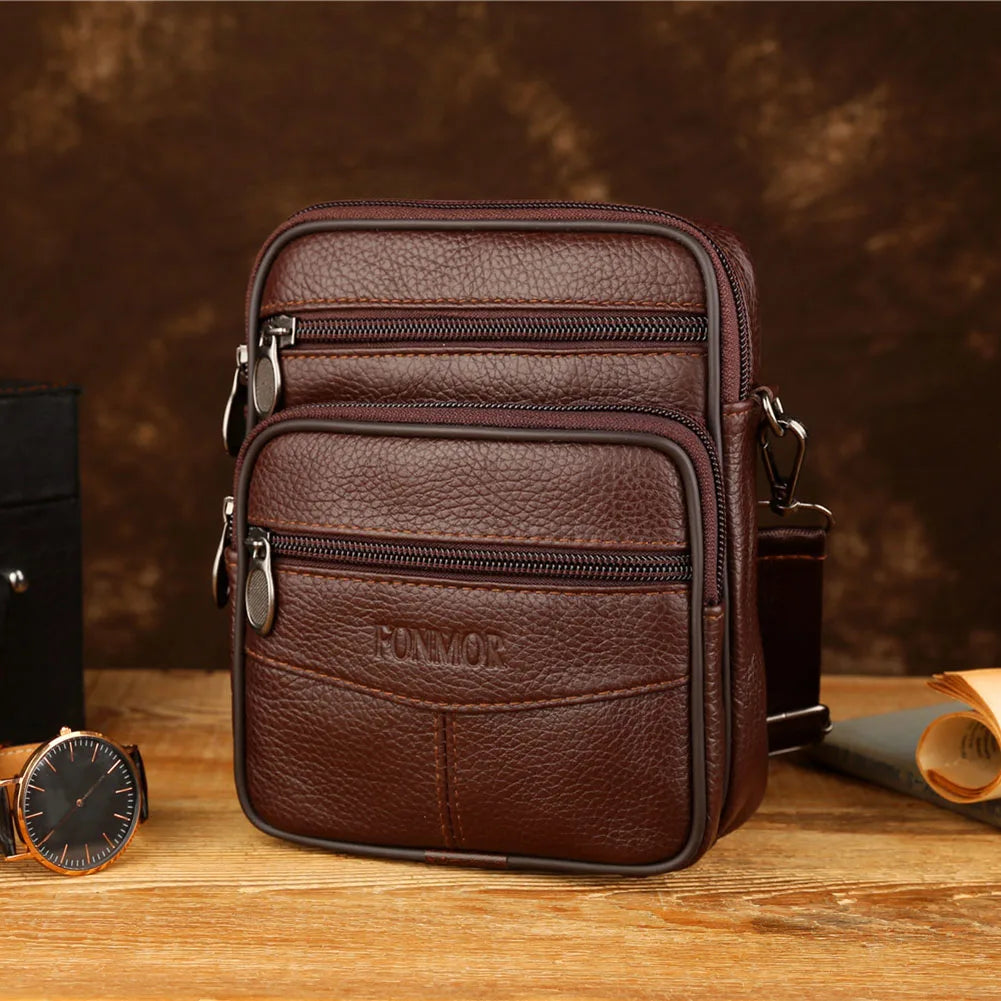 Leather Shoulder Waist Bags Men Women Belt Fanny Packs Phone Pouch
