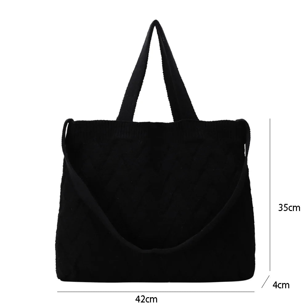 Retro Knitted Shoulder Bag Large Capacity Handbag for Autumn Winter Women