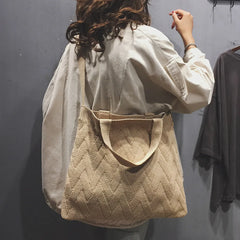 Retro Knitted Shoulder Bag Large Capacity Handbag for Autumn Winter Women