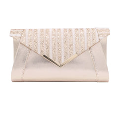 Leather Clutch Bag with Sequin Decoration for Wedding Bride