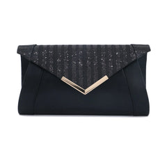 Leather Clutch Bag with Sequin Decoration for Wedding Bride