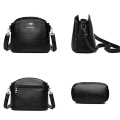 Solid Leather Small Crossbody Bags for Women Multi-Pocket Messenger Bag