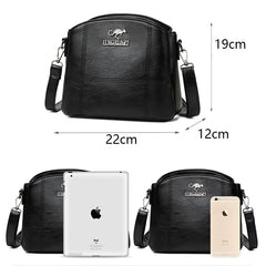 Solid Leather Small Crossbody Bags for Women Multi-Pocket Messenger Bag