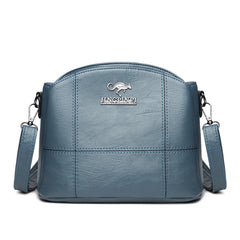Solid Leather Small Crossbody Bags for Women Multi-Pocket Messenger Bag