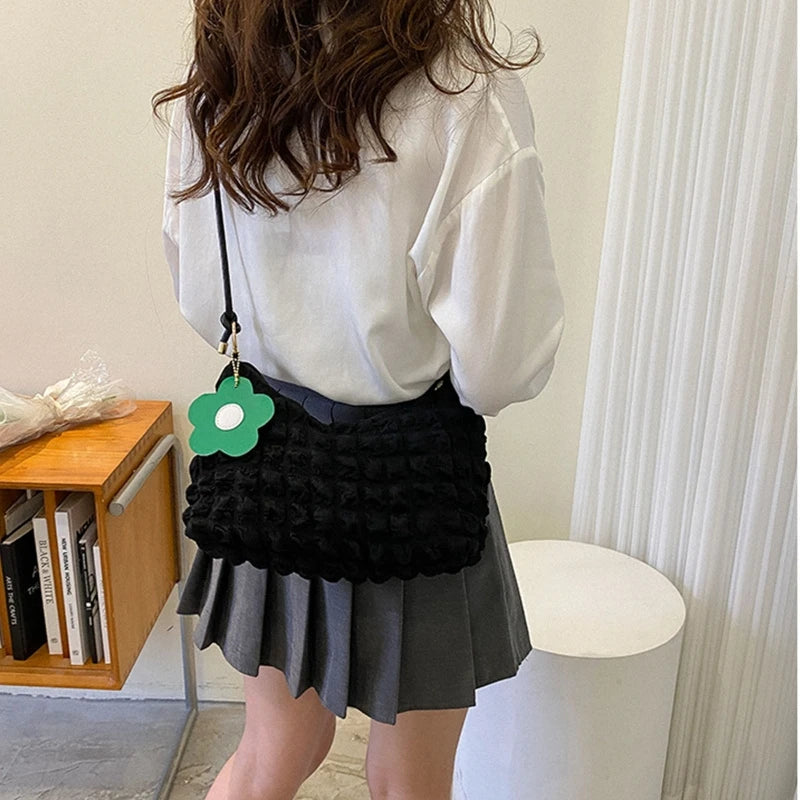 Solid Lingge Underarm Bag Women's Style Dumpling Bag