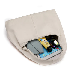 Canvas Small Hobo Women Handbag Beige Shopping Bag