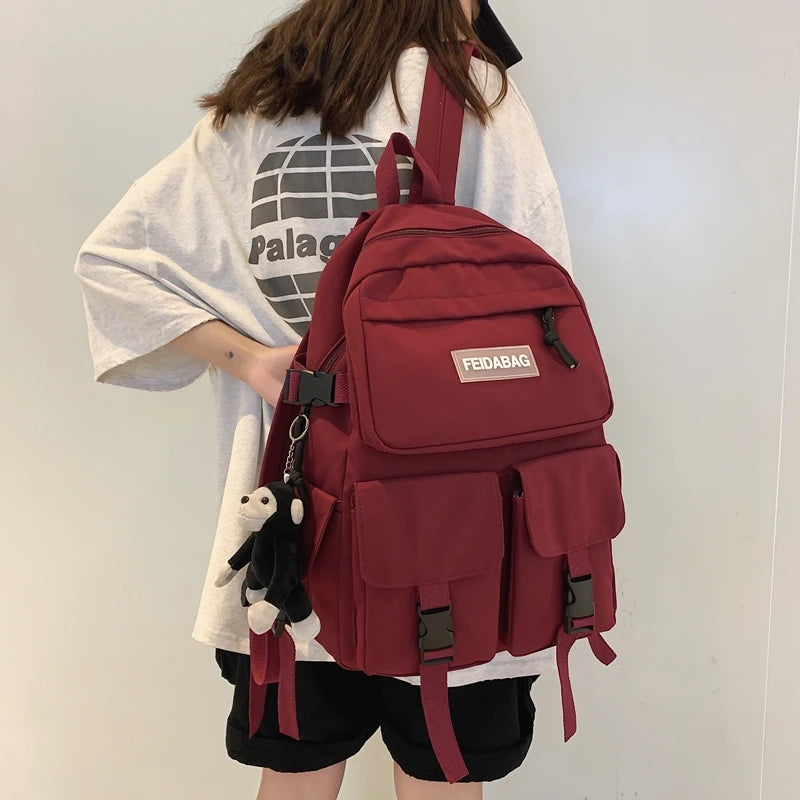 Students Backpack Monkey Pendant Bag for Big Girls Youth Men