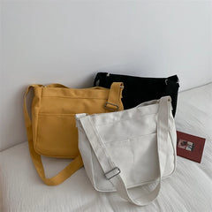 Solid Students Canvas Shoulder Bags Female Handbags Satchel Crossbody Bag Women