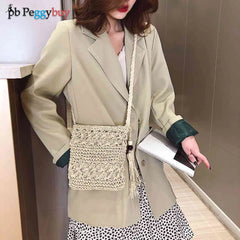Solid Tassel Handbags Paper Woven Women Summer Beach Vintage Top-handle Bags
