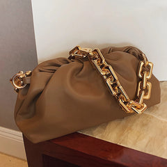 Solid Tote Chain Strap Travel Crossbody Women Handbag Cloud Pouch