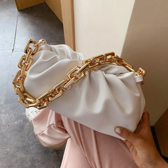 Solid Tote Chain Strap Travel Crossbody Women Handbag Cloud Pouch