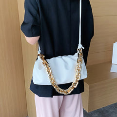 Solid Tote Chain Strap Travel Crossbody Women Handbag Cloud Pouch