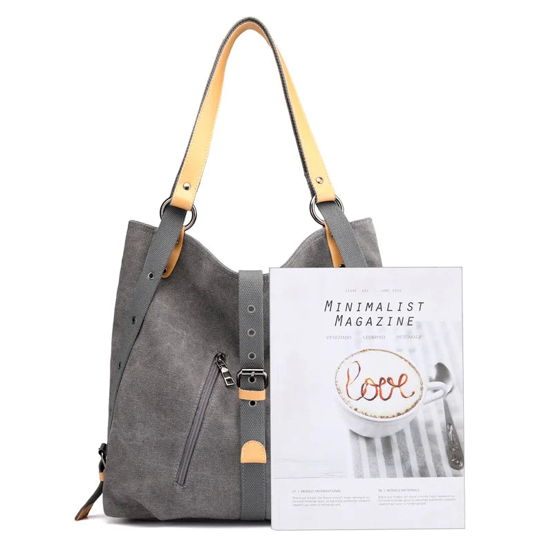 Vintage Multi-function Shoulder Bag Double Conversion Handbag Women Totes KL561