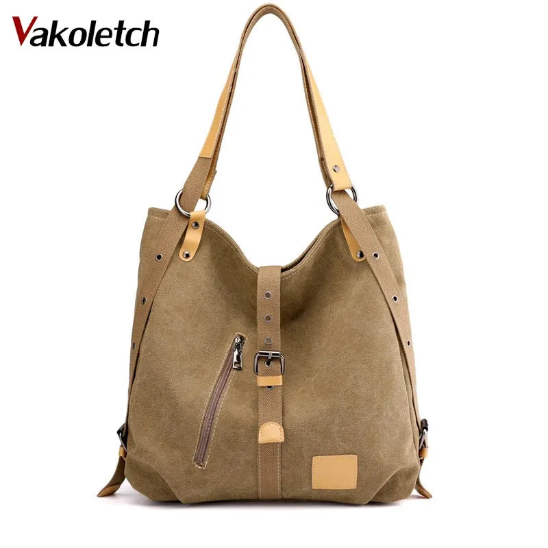 Vintage Multi-function Shoulder Bag Double Conversion Handbag Women Totes KL561