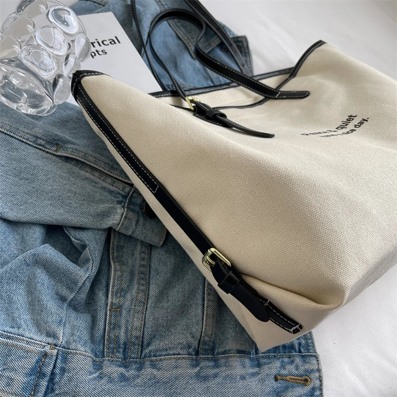 Canvas Tote Shoulder Bag Classic Cotton Large Capacity Soft Winter Package