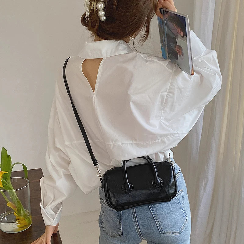 Square Shoulder Bags Women Cross-body Zipper Preppy OL