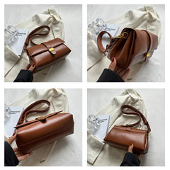 Solid Leather Crossbody Bag Casual Shoulder Bag Women's Bag Retro Texture