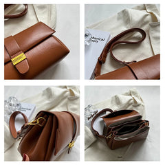 Solid Leather Crossbody Bag Casual Shoulder Bag Women's Bag Retro Texture