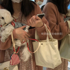 Solid Canvas Shoulder Bag Casual School Book Pouch Large Capacity Handbags