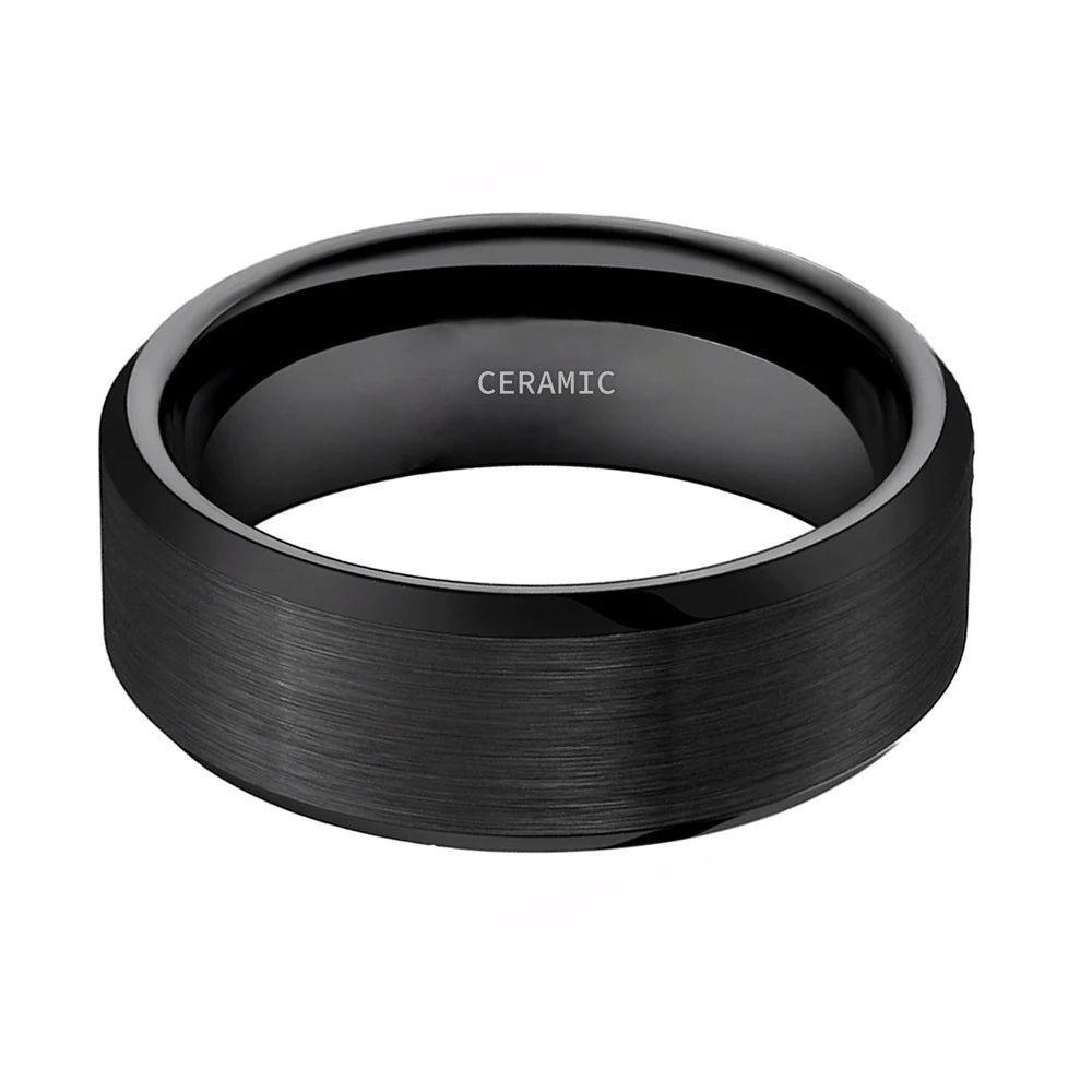 Men's Ceramic Ring Brushed 8mm/6mm/4mm Wedding Band Engagement Ring