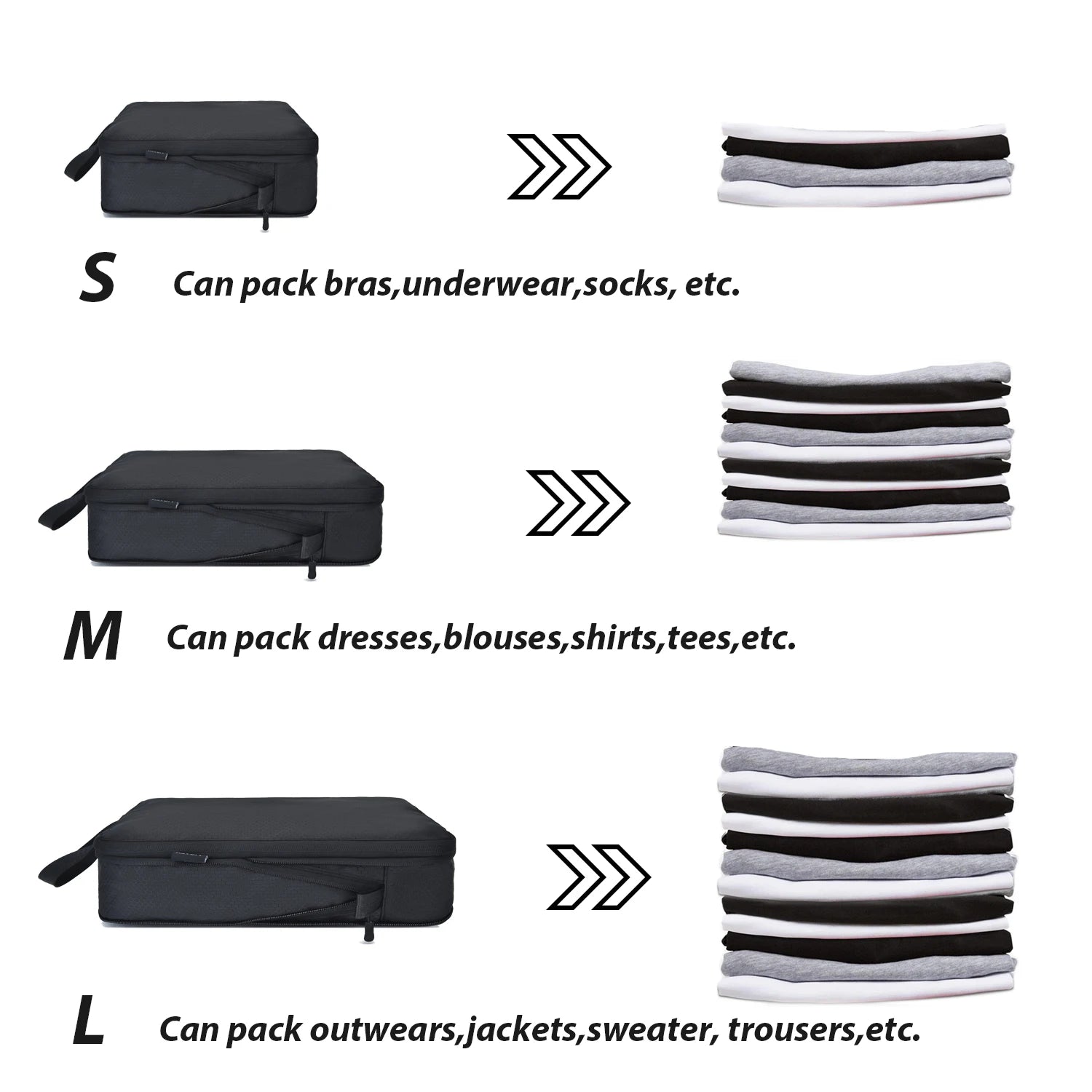 Compression Packing Cubes Nylon Travel Bag
