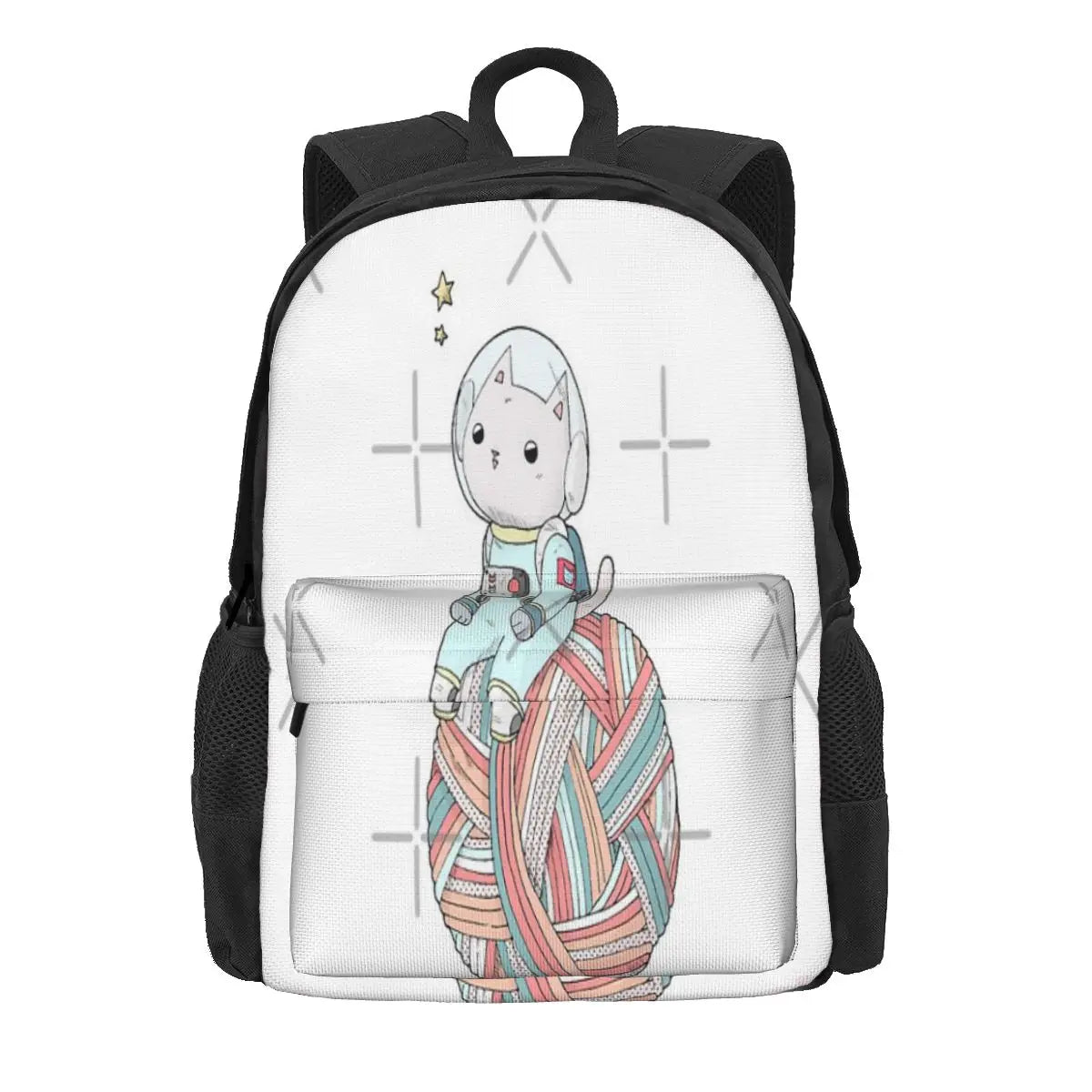 Space Cat On Planet Yarn Ball Backpacks Men's Backpacks Bags For Women