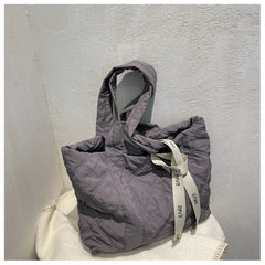 Quilted Shopper Bag Padded Short Handle Totes Big Women Handbags