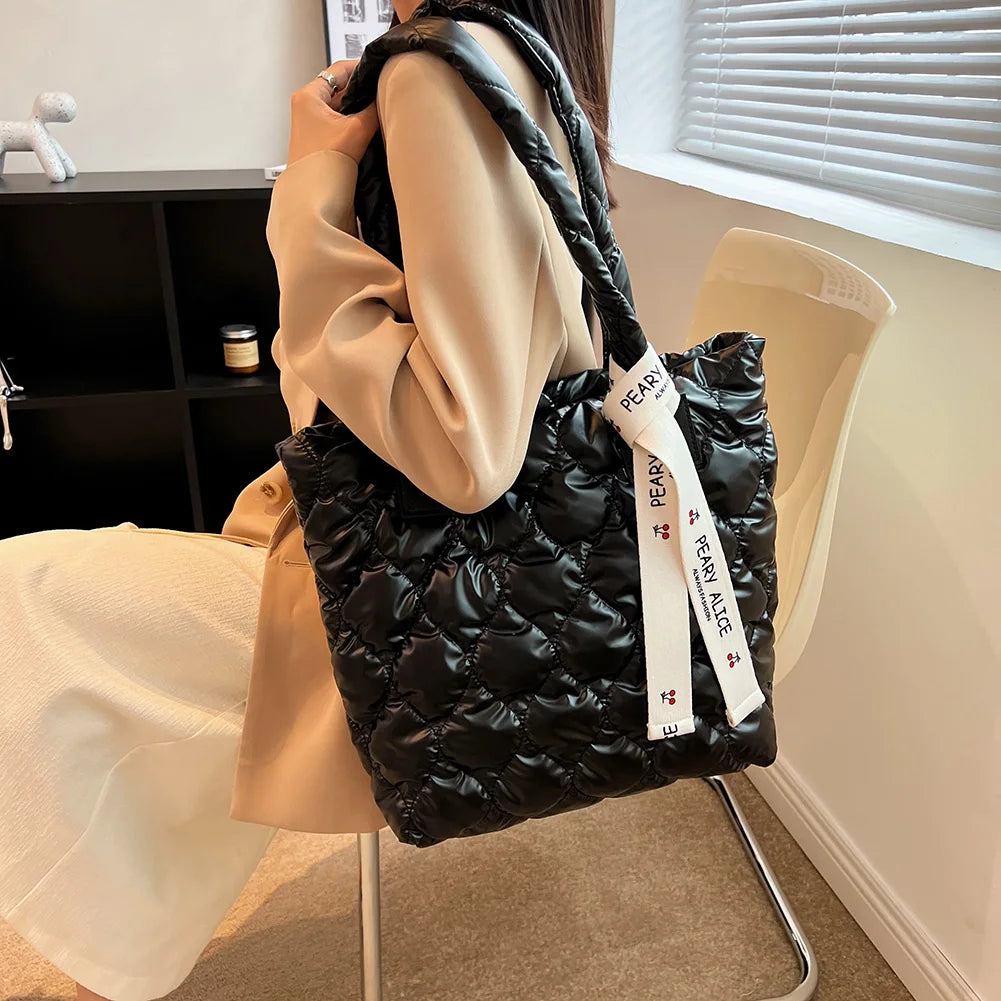 Quilted Winter Down Crossbody Bag Shoulder Bags Space Cotton Purses Sac