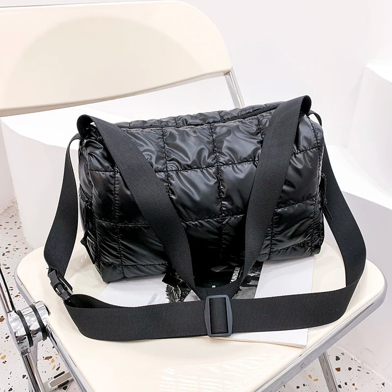 Quilted Silver Crossbody Bag Women Shoulder Bags