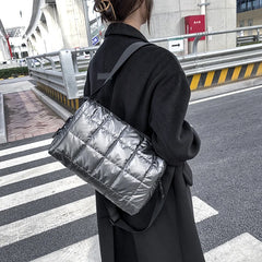 Quilted Silver Crossbody Bag Women Shoulder Bags