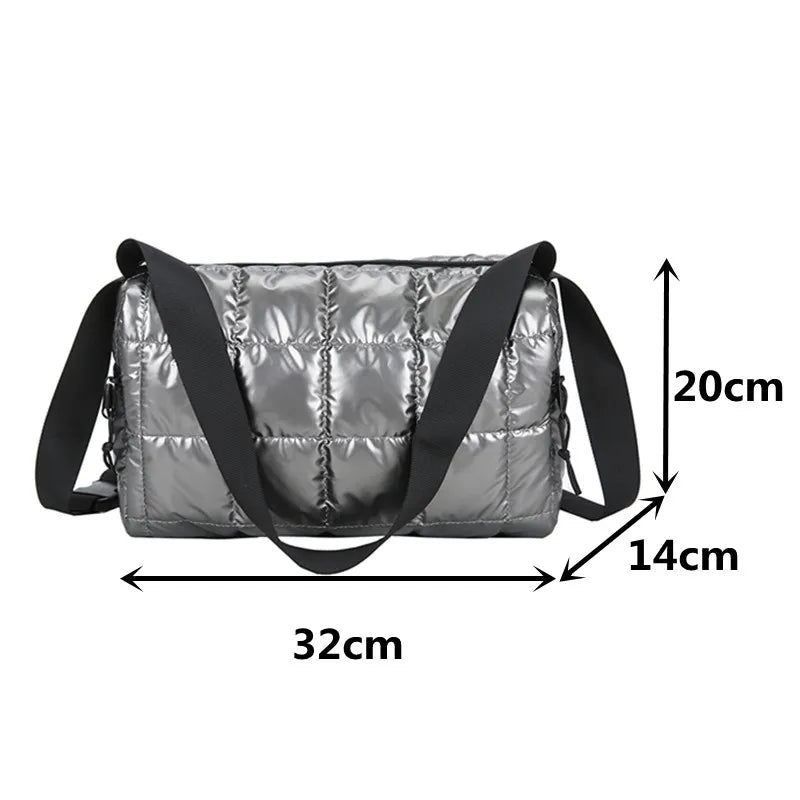 Quilted Silver Crossbody Bag Women Shoulder Bags