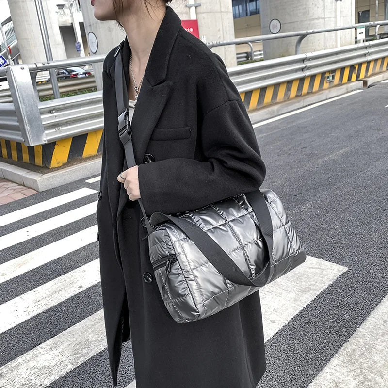 Quilted Silver Crossbody Bag Women Shoulder Bags