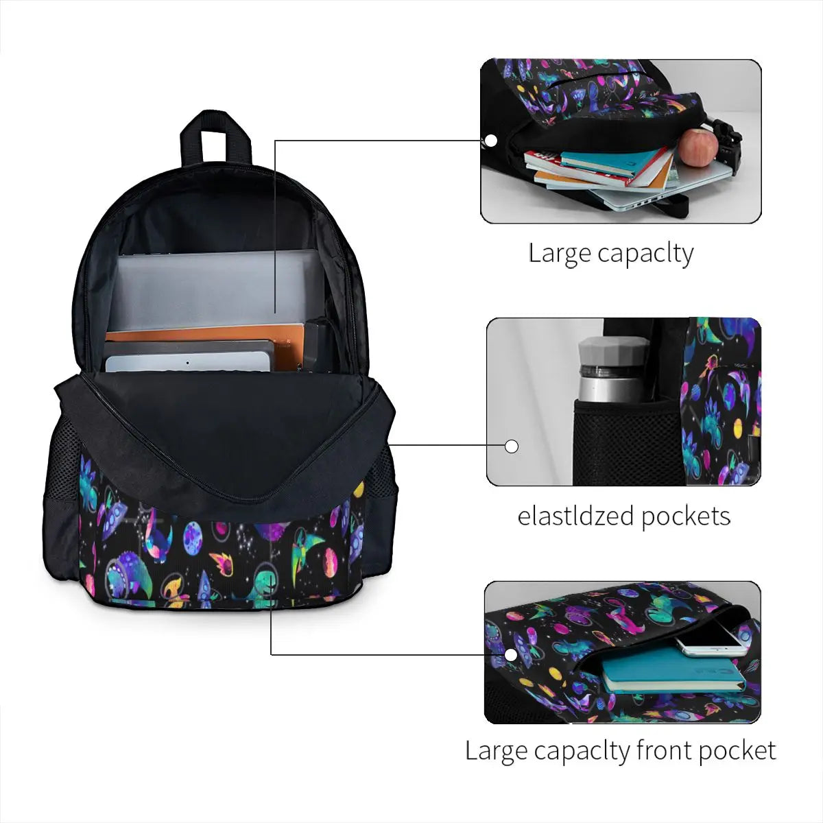 Space Dinosaur Astronauts Watercolor Backpacks Men Women