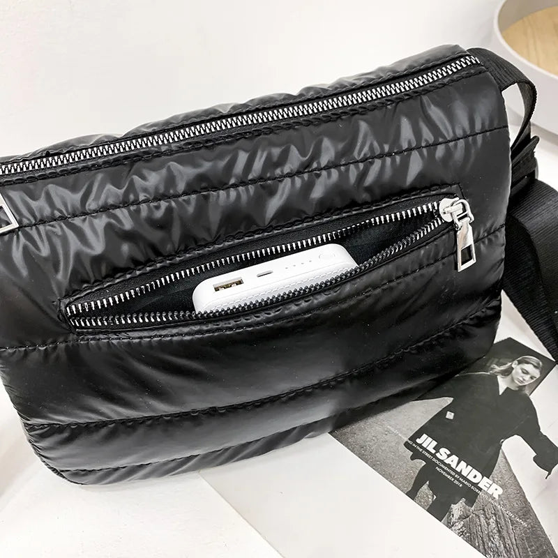 Nylon Cotton Shoulder Bag Flap Purse Handbag
