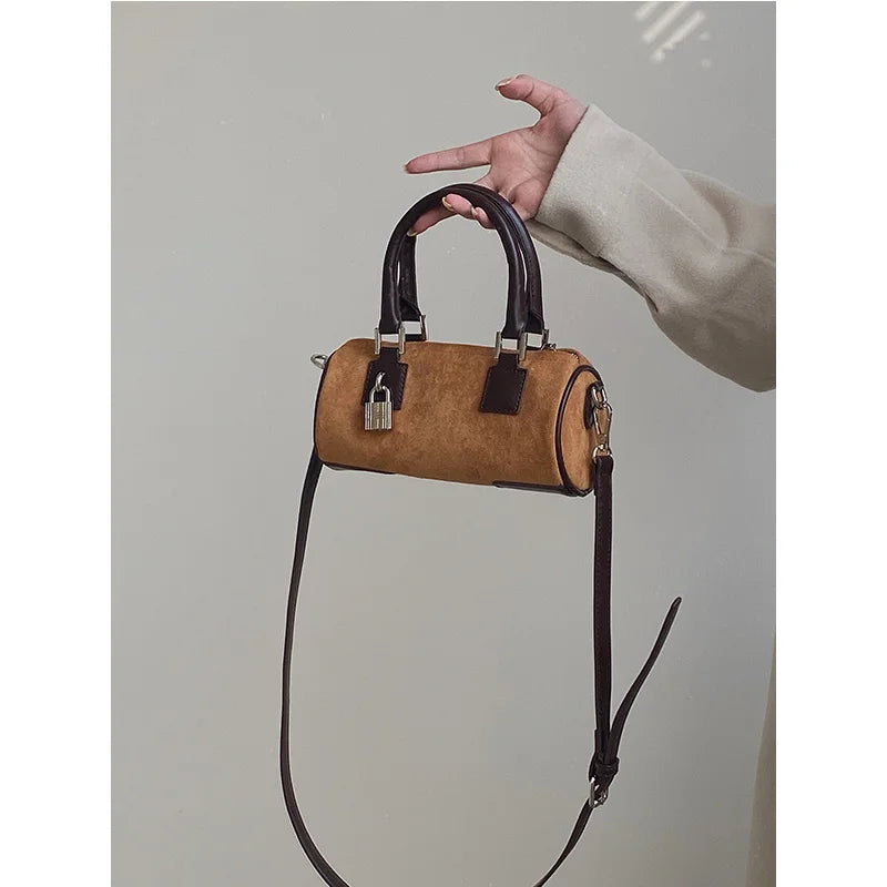 2021 Women Velvet Cylinder Bag Shoulder Mini Portable Bag