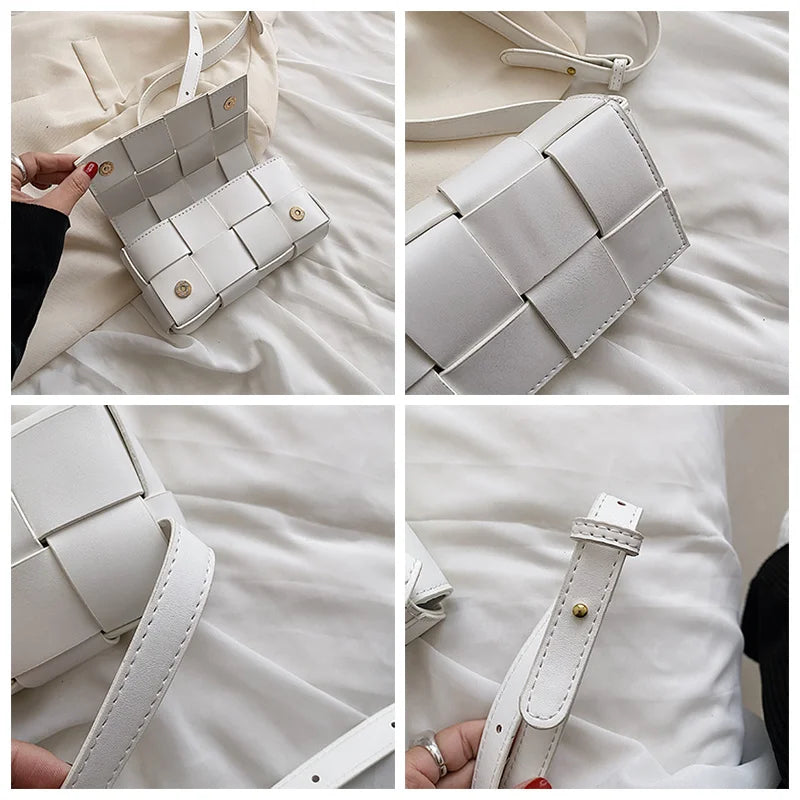 Woven Leather Women's Handbag Small Messenger Bag