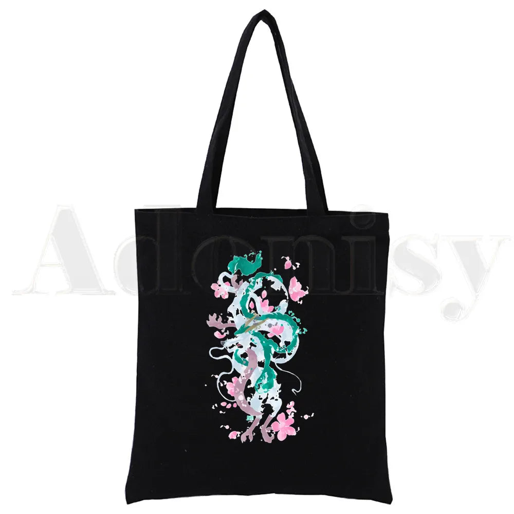 Spirited Away Canvas Print Shopping Bags Girls Life Casual Pacakge Hand Bag