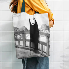 Spirited Away Shoulder Bags Tote Shopping Bag Women Canvas Faceless Print