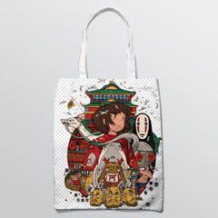 Spirited Away Shoulder Bags Tote Shopping Bag Women Canvas Faceless Print