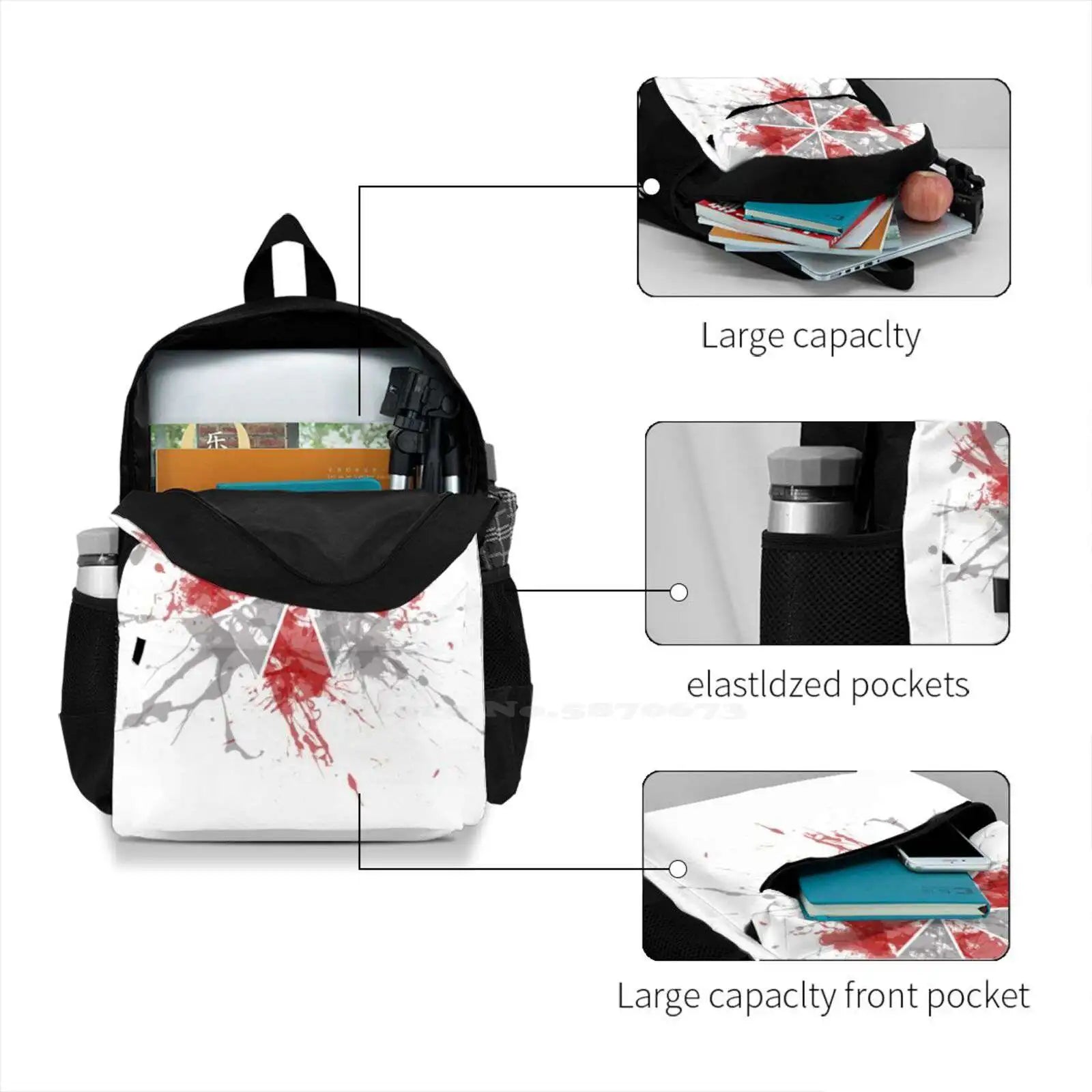 Splatter Teen College Student Backpack Laptop Travel Bags