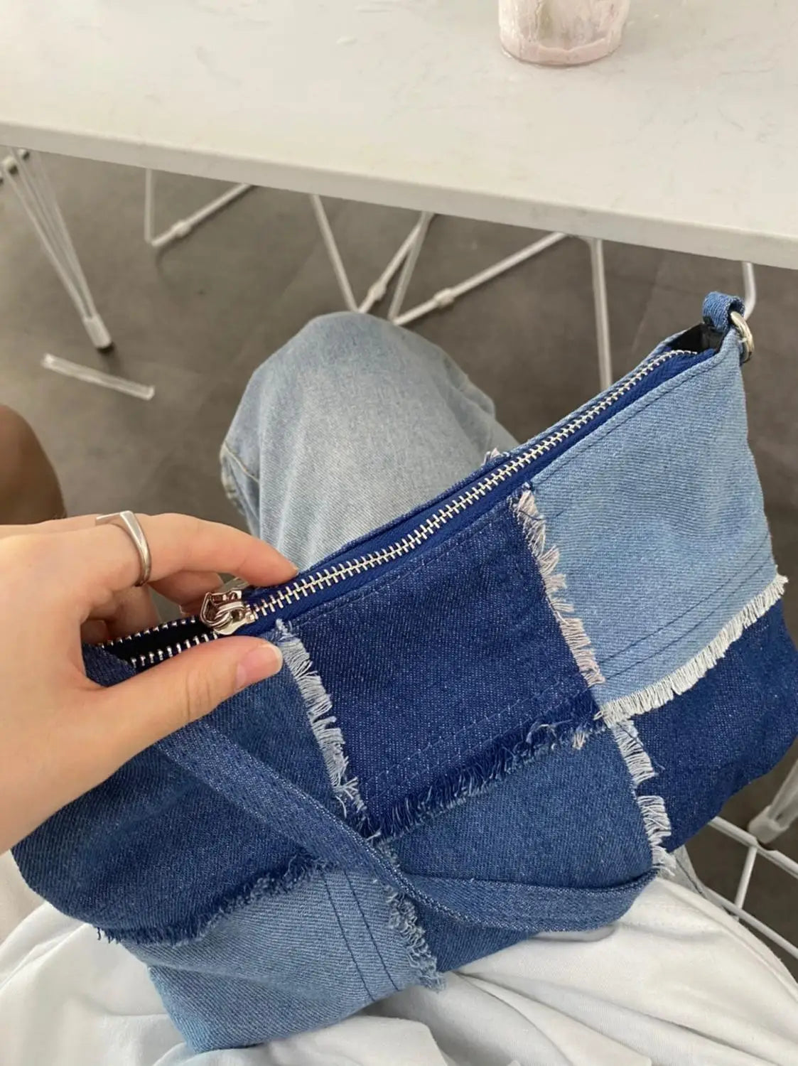 Splice Denim Axillary bags Women Shoulder bags Casual Handbags