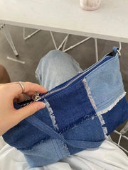 Splice Denim Axillary bags Women Shoulder bags Casual Handbags