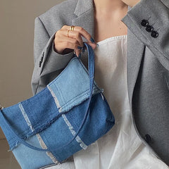 Splice Denim Axillary bags Women Shoulder bags Casual Handbags