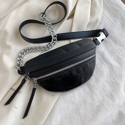 Nylon Chest Bag Chain Crossbody Bags Women Shoulder Waist Pack