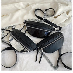 Nylon Chest Bag Chain Crossbody Bags Women Shoulder Waist Pack