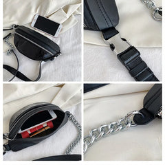 Nylon Chest Bag Chain Crossbody Bags Women Shoulder Waist Pack